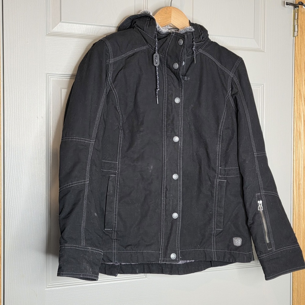 NOBLE OUTFITTERS Womens Medium Canvas Jacket Black Canvas Lined Chore Ranch Wear